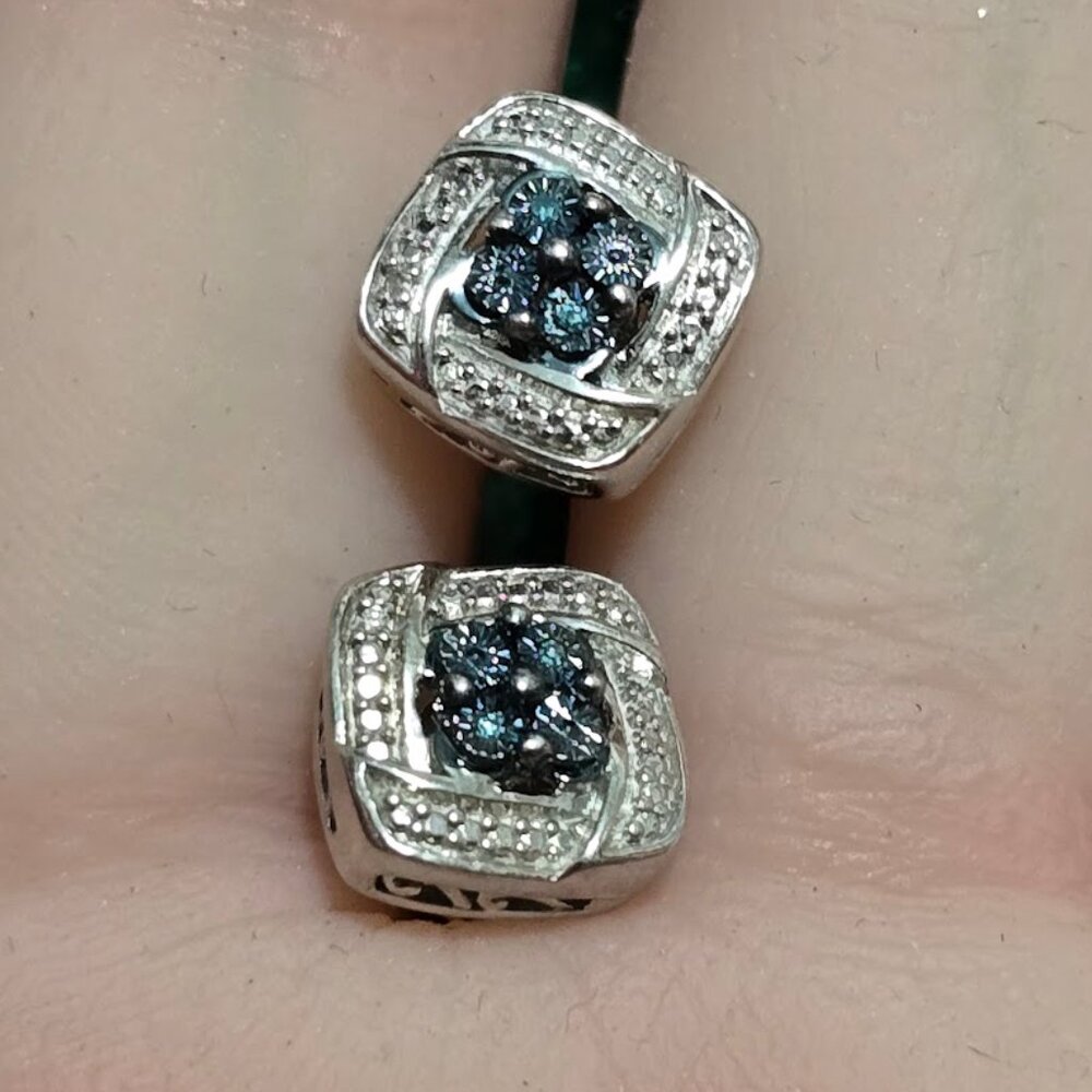 Sterling Silver & Blue Stone Earrings